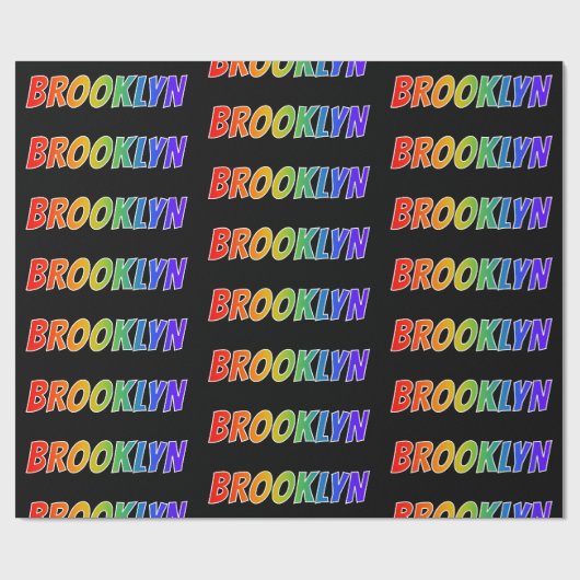 虹色の名前に"BROOKLYN" かわいい&カラフル ラッピングペーパー (フラット)