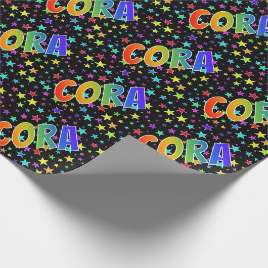 虹色の名前に"CORA"+星 ラッピングペーパー (角)