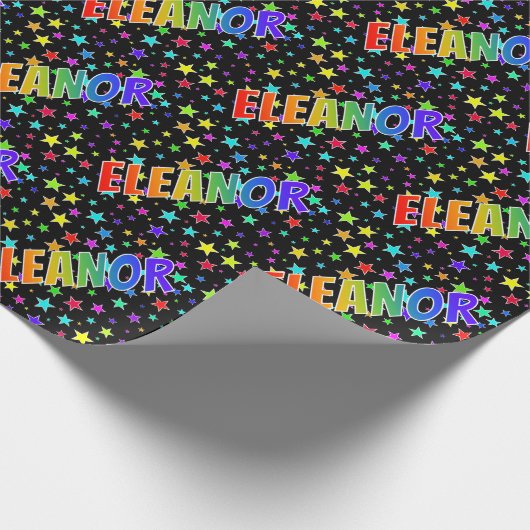 虹色の名前に"ELEANOR"と星 ラッピングペーパー (角)