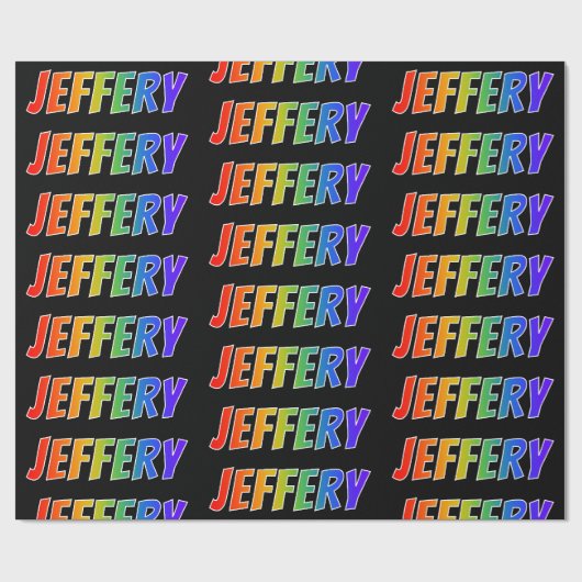 虹色の名前に「JEFFERY」 かわいい＆カラフル ラッピングペーパー (フラット)