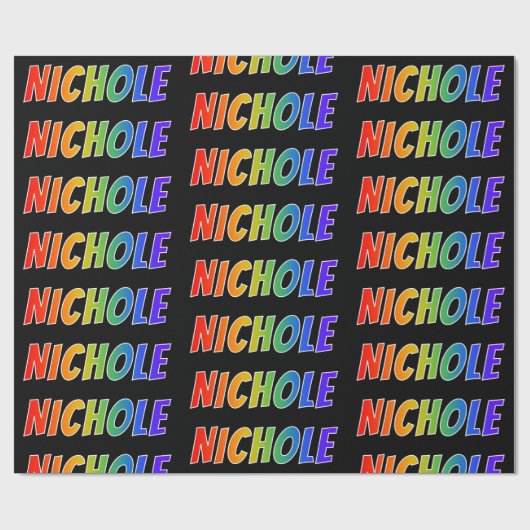 虹色の名前に"NICHOLE" かわいい＆カラフル ラッピングペーパー (フラット)