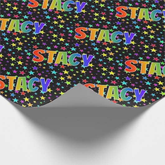 虹色の名前に"STACY"+星 ラッピングペーパー (角)