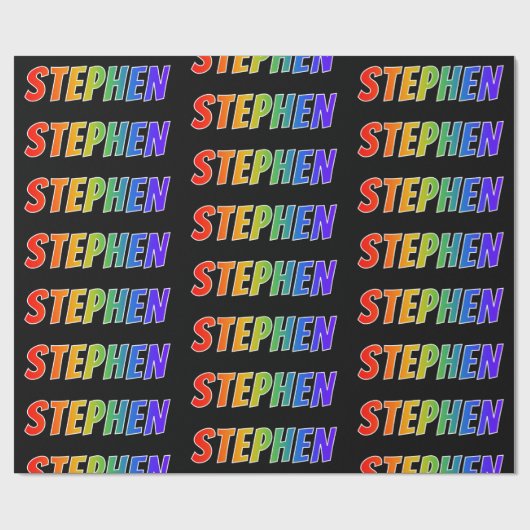 虹色の名前に"STEPHEN" かわいい&カラフル ラッピングペーパー (フラット)