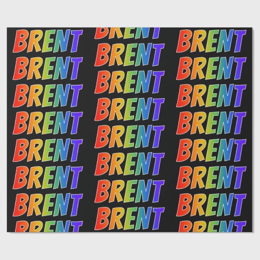 虹色の名前「BRENT」; 楽しくてカラフル ラッピングペーパー (フラット)