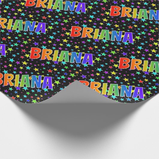 虹色の名前 "BRIANA" + 星 ラッピングペーパー (角)