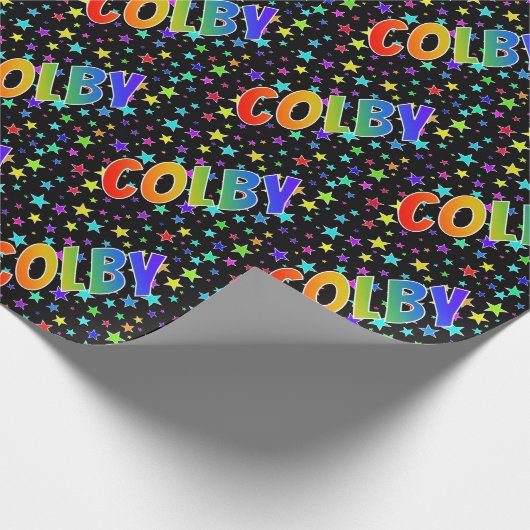 虹色の名前「COLBY」と星 ラッピングペーパー (角)
