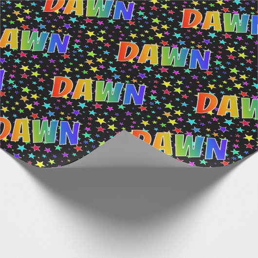 虹色の名前 "DAWN" + 星 ラッピングペーパー (角)