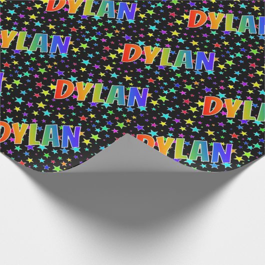 虹色の名前 "DYLAN" + 星 ラッピングペーパー (角)