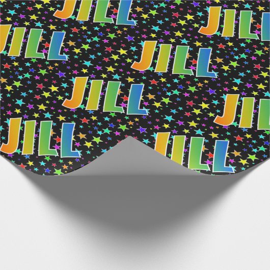 虹色の名前 "JILL" + 星 ラッピングペーパー (角)