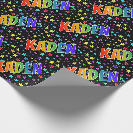 虹色の名前「KADEN」+星 ラッピングペーパー (角)