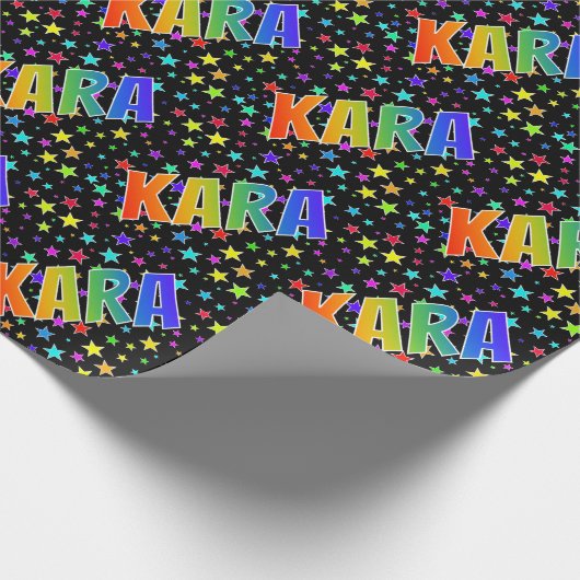 虹色の名前"KARA"+星 ラッピングペーパー (角)