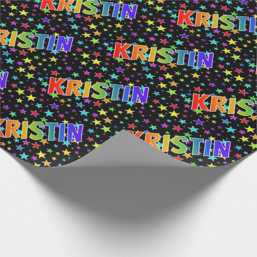 虹色の名前 "KRISTIN" + 星 ラッピングペーパー (角)