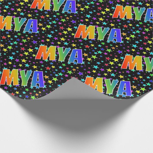 虹色の名前"MYA"+星 ラッピングペーパー (角)