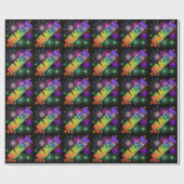 虹色の名前「PAMELA」+ 花火 ラッピングペーパー (フラット)