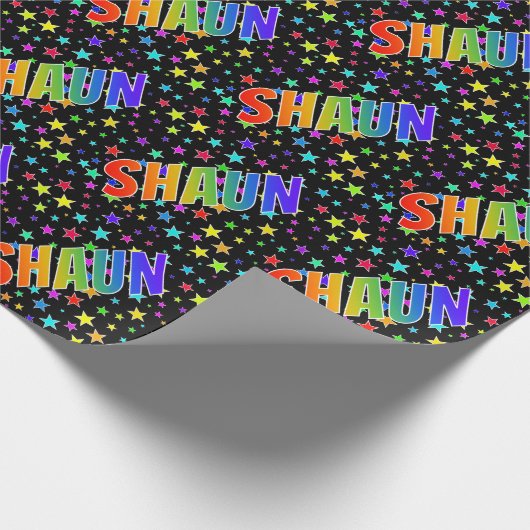 虹色の名前"SHAUN"+星 ラッピングペーパー (角)