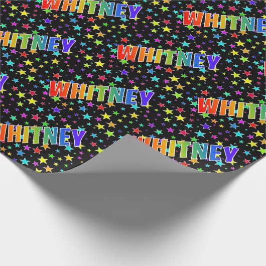 虹色の名前"WHITNEY"+星 ラッピングペーパー (角)