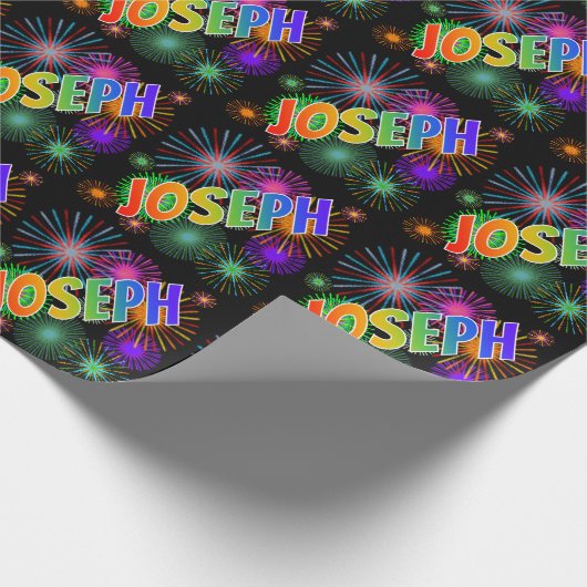 虹色の名 "JOSEPH" + 花火 ラッピングペーパー (角)