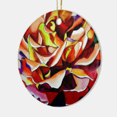 虹色の夕焼け ローズ 水彩画オリジナルアート セラミックオーナメント (左)