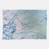 虹色の大理石 |ホロフェイクブルーピンク キッチンタオル (横)