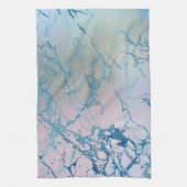 虹色の大理石 |ホロフェイクブルーピンク キッチンタオル (縦)