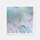 虹色の大理石 |ホロフェイクブルーピンク スタンダードカクテルナプキン (正面)