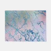 虹色の大理石 |ホロフェイクブルーピンク ドアマット (正面)
