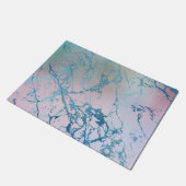 虹色の大理石 |ホロフェイクブルーピンク ドアマット (アングル)