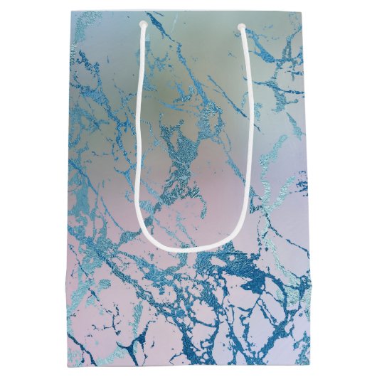 虹色の大理石 |ホロフェイクブルーピンク ミディアムペーパーバッグ (裏面)