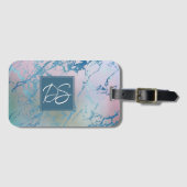 虹色の大理石 |ホロフェイクブルーピンク ラゲッジタグ (正面横)