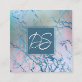 虹色の大理石 |ホロフェイクモノグラム スクエア名刺 (正面)