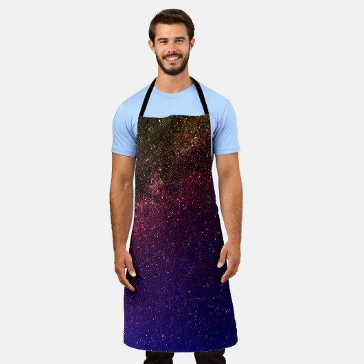 虹色の天の川 星空 コスモック ギャラクシー スター ダーク エプロン (着用した状態)
