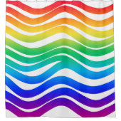 虹色の太い波線 シャワーカーテン (正面)