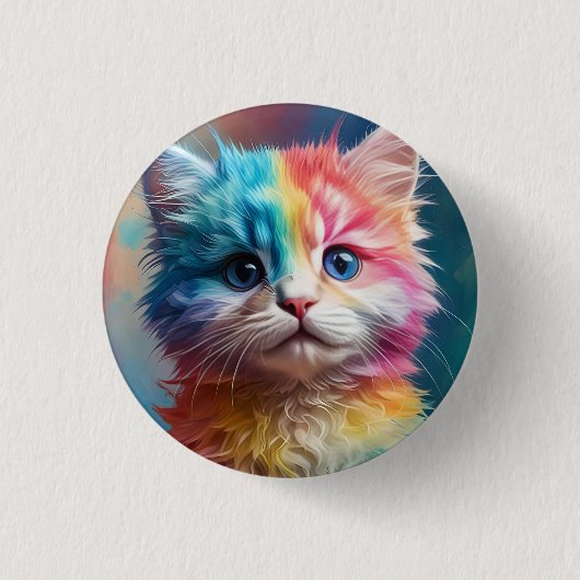 虹色の子猫の肖像-65098 缶バッジ (正面)