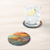 虹色の岩層の大理石花崗岩 ラウンドペーパーコースター (インサイチュ)