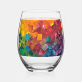 虹色の幾何学的な形状 ステムなしワイングラス (裏面)