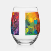 虹色の幾何学的な形状 ステムなしワイングラス (右)