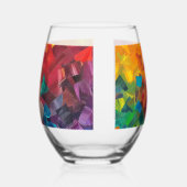 虹色の幾何学的な形状 ステムなしワイングラス (左)