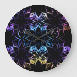 虹色の幾何学的な花壁時計 ラージ壁時計