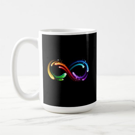虹色の彗星の無限大のシンボル コーヒーマグカップ (左)