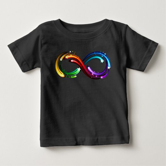 虹色の彗星の無限大のシンボル ベビーTシャツ (正面)