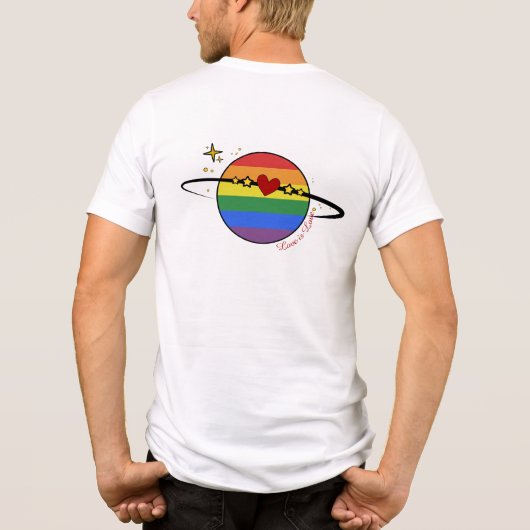 虹色の愛で包むLGBTQプラネット トライブレンドTシャツ (裏面)