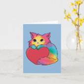 虹色の愛の子猫（ブランク仕様） カード (黄色い花)