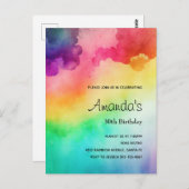 虹色の抽象的なデザインの誕生日招待状 ポストカード (正面/裏面)