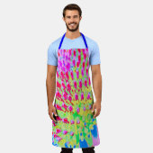 虹色の数々の抽象芸術円錐花 エプロン (着用した状態)
