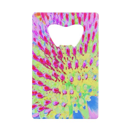 虹色の数々の抽象芸術円錐花 クレジットカード栓抜き (正面)