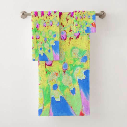 虹色の数々の抽象芸術円錐花 バスタオルセット (インサイチュ)