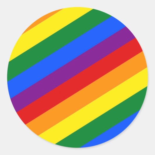 虹色の斜ストライプ線のパターンのシール円 ラウンドシール (正面)