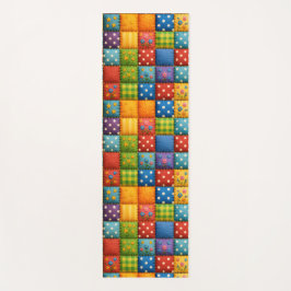 虹色の明るいパッチワークキルトデザイン ヨガマット