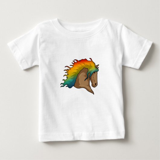 虹色の毛の馬 ベビーTシャツ (正面)