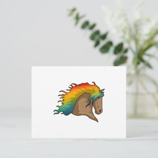 虹色の毛の馬 ポストカード (スタンド正面)